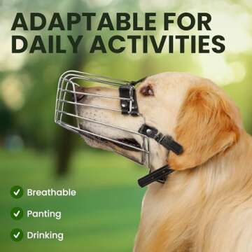 BRONZEDOG Dog Muzzle Wire Basket Metal Mask for Small, Medium and Large Dogs, Breathable, Dog can Drink, Adjustable, Padded, Training, Prevents Biting (Size 5: Belgian Malinois & Golden Retriever)