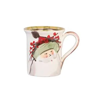 Vietri Old St. Nick Assorted Mugs, Set of 4 4.5" H, 14 oz Terra Bianca Ceramic Mugs, Coffee Cup Set