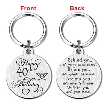 Laluminter 40th Birthday Gifts for Women Men, Happy 40 Year Yr Old Bday Keychain Party Favors Decora...