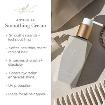 Goldie Locks Anti-Frizz Smoothing Cream | Improves Strand Strength & Elasticity | Locks Out Frizz for Brilliant Shine | Extension & Hair Color Safe, 5.1 Fl Oz