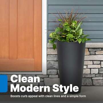 Step2 Tremont Tall Round Tapered Planter, Large Planters for Outdoor Plants, Gardening and Flower Po...