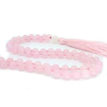 MeruBeads - Premium Mala Beads Necklace Rose Quartz Japa Mala - Rose Quartz Mala Necklace - Pink Mala Beads - Meru Beads - Mala Beads 108