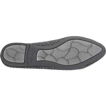 Skechers Women's Cleo-Star Daze-Metallic Engineered Knit Skimmer Ballet Flat, Charcoal/Silver, 7 M US