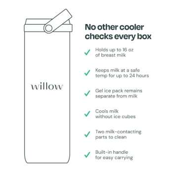 Willow - Portable Breastmilk Cooler - Keeps Breast Milk Cold for 24 Hours - Stainless Steel - Insulated - Reuseable - Breastfeeding Essentials - Storage Container w/Gel Ice Pack - Pink - 16oz