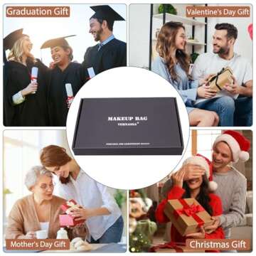 VERNASSA Large Capacity Travel Makeup Bag for Women, Waterproof Portable Cosmetic Bag with Compartments, Foldable Flat Lay Design for Easy Access, Perfect for Toiletries & Beauty Essentials (Red)