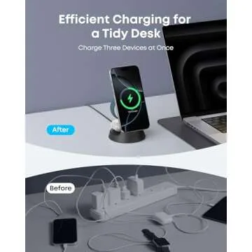 Anker MagSafe Charger Compatible, MagGo 3-in-1 Charging Station, Qi2 Certified 15W Magnetic Wireless Charger Dock Stand, For iPhone16/15/14/13/12 Series, Apple Watch,AirPods,and More(Adapter Included)