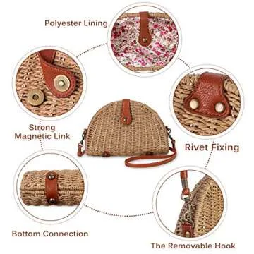 Stylish JOSEKO Crossbody Straw Bag for Beach and Travel