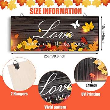 4 Pieces Fall Door Decoration Maple Door Plaque Faith Hope Family Wood Sign Maple Leaf Hanging Sign Rustic Farmhouse Hanging Decor for Home Living Room Supplies, 10 x 4 Inch (Pretty Style)