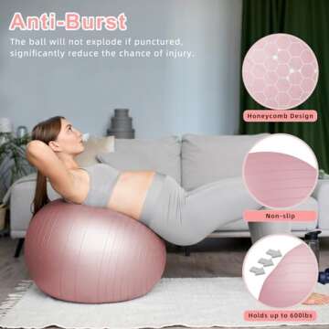DrfzCa Exercise Ball, Pilates Ball for Pregnancy, Swiss Balance Ball with Pump,Multiple Sizes Stabil...