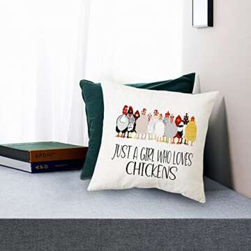 Sidhua Farmhouse Chicken Themed Pillowcase Decorations for Home, Just A Girl Who Loves Chickens Thro...