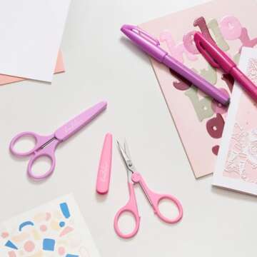 Beaditive High Precision Detail Scissors Set (2-Pc) Sharp, Fine Tips | Paper Cutting, Scrapbooking, Sewing, Crafting | Stainless Steel | Protective Cover (Pastel)