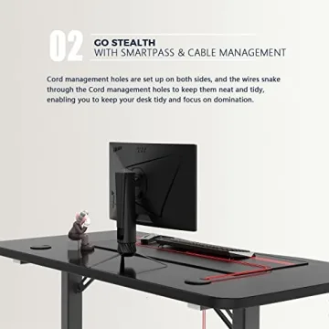 Waleaf 40 Inch Gaming Desk with Mouse Pad & Cup Holder