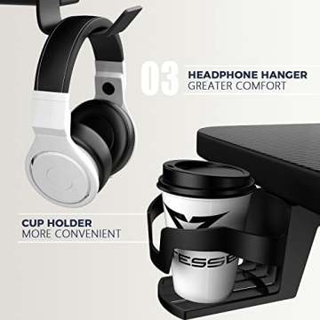 Waleaf 40 Inch Gaming Desk with Mouse Pad & Cup Holder