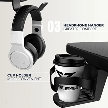 Waleaf 40 Inch Gaming Desk with Mouse Pad & Cup Holder