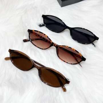 KUGUAOK Retro Oval Sunglasses for Women 90s Design Small Cat Eye Sun Glasses UV Protection Y2k Trend...