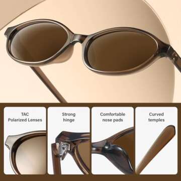 Stylish KUGUAOK Retro Oval Sunglasses for Women
