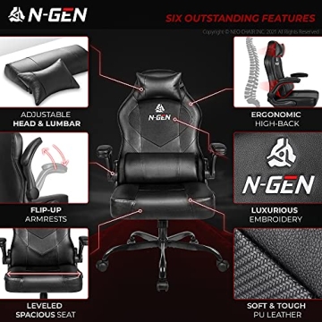N-GEN Gaming Chair Ergonomic Comfort Adjustable Lumbar Support