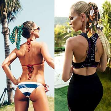 10 Pieces Hair Scrunchies Elastic Hair Bands Chiffon Flowers Hair Scarf Ties Ponytail Holder for Women Girls (Style D)