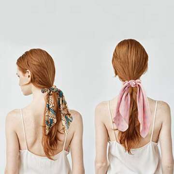 10 Pieces Hair Scrunchies Elastic Hair Bands Chiffon Flowers Hair Scarf Ties Ponytail Holder for Women Girls (Style D)
