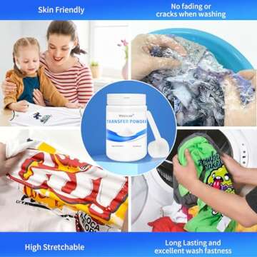 DTF Powder White Digital Transfer Hot Melt Adhesive 500g / 17.6oz, DTG Pretreat Powder DTF DTG Printer Direct Print on All Fabric Include T Shirt Jeans Cotton Textile etc