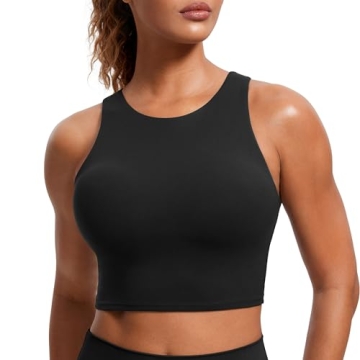 CRZ YOGA Butterluxe Racerback High Neck Sports Bra - Black Medium