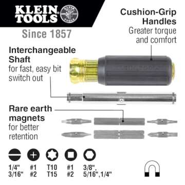 Klein Tools 32500MAG Magnetic Screwdriver Nut Driver 11-in-1