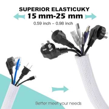 AGPTEK Cable Sleeve Cover, 20ft - Cord Management Wire Organizer for Home Office