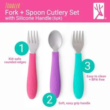 Kid-Safe Elk and Friends Silverware with Silicone Grip