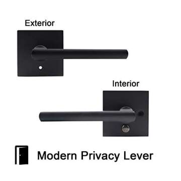 4 Pack Black Door Handles - Privacy Levers for Modern Homes
