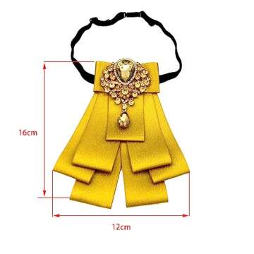 Rhinestone Bow Brooches: Elegant Gold Ribbon Neck Tie for Style