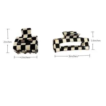 YOEMAYUNER Checkered Claw Clips for Hair - Durable & Stylish