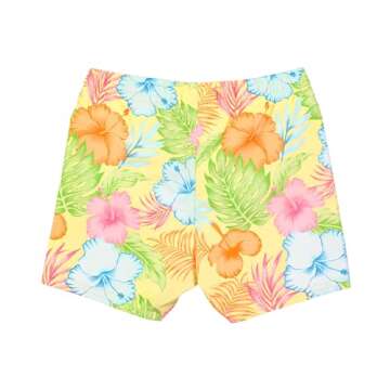 RUGGEDBUTTS Boys UPF50+ Sun Protection Fruits & Florals Swim Trunks - Happy Hula, 2T