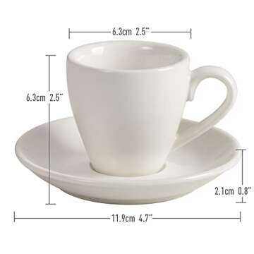 ionEgg Porcelain Espresso Cup with Saucer and Spoons, Set of 2, 80ml