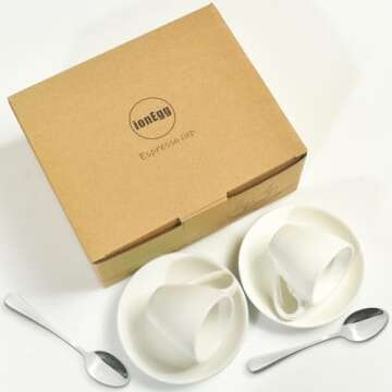 Stylish Espresso Cup Set with Saucer and Spoons