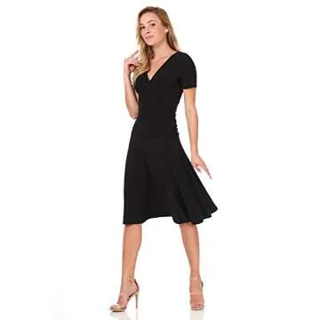Rekucci Short Sleeve Fit-N-Flare Control Dress for Women
