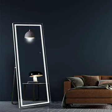 osemy 65"x 22" LED Full Length Mirror with Lights, Lighted Full Body Mirror, Dimmable Light up Touch, Free Standing, Wall Mounted/Leaning