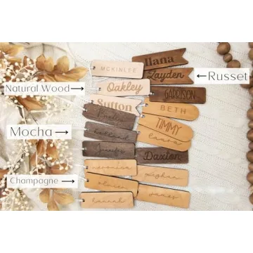 Small Christmas Stocking Tags | Engraved Stocking Name Tags | Personalized Stocking Tags | Family Name Tags Wooden | Stocking Gift Tag