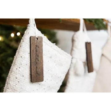 Small Christmas Stocking Tags | Engraved Stocking Name Tags | Personalized Stocking Tags | Family Name Tags Wooden | Stocking Gift Tag