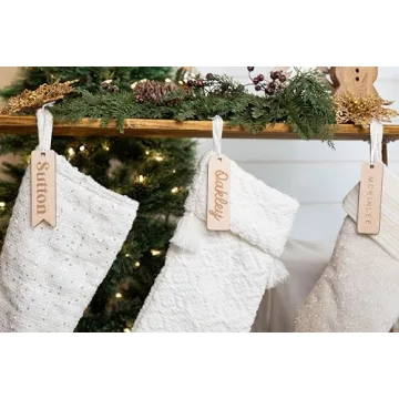 Small Christmas Stocking Tags | Engraved Stocking Name Tags | Personalized Stocking Tags | Family Name Tags Wooden | Stocking Gift Tag