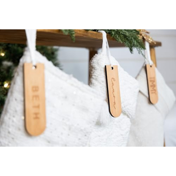 Small Christmas Stocking Tags | Engraved Stocking Name Tags | Personalized Stocking Tags | Family Name Tags Wooden | Stocking Gift Tag