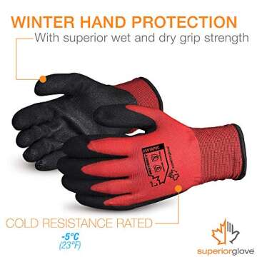 Superior Glove Winter Work Gloves - Fleece-Lined with Black Grip for Freezing Conditions