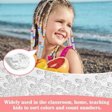 1000+ Pcs Pony Beads Bulk - Sukh 6x9 mm Plastic Bracelet Crystal White Clear Beads for Bracelets Making, Hair Braids, DIY Crafts, Key Chai Making, Home Decor