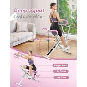 Sportsroyals Squat Machine for Home,Rodeo Core Exercise Machine,330lbs Foldable,Adjustable 4 Resista...