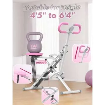 Sportsroyals Squat Machine for Home,Rodeo Core Exercise Machine,330lbs Foldable,Adjustable 4 Resistance Bands,Ride & Rowing Machine for Botty Glutes Butt Thighs,Ab Back/Leg Press Hip Thrust…