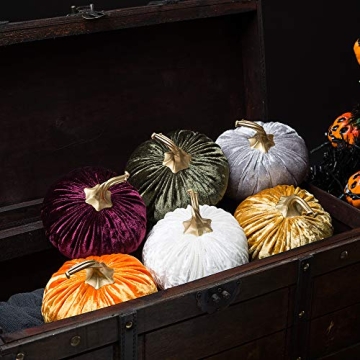 Handmade Velvet Pumpkins Set for Fall Decor