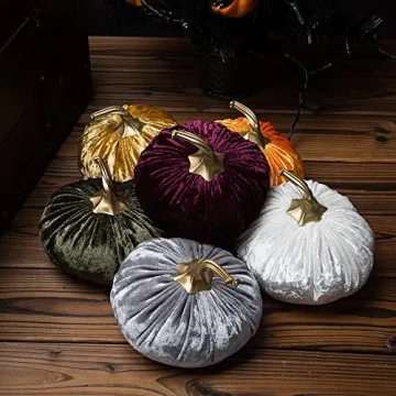 Handmade Velvet Pumpkins Set for Fall Decor
