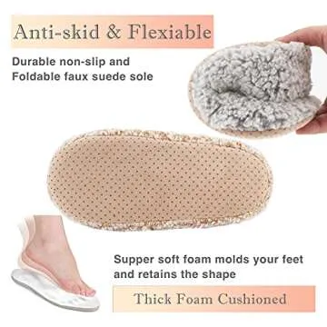Cozylook 2-pair Women's Soft Sole Slipper Socks with Grippers, Thick Warm Cozy Sherpa Lined Home Socks Set, Cable Knitted Non-slip Fluffy Winter House Bedroom Slippers GRAY+TAUPE M 7-8