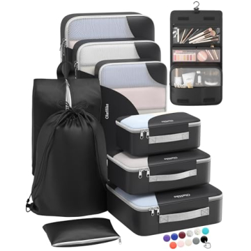 OlarHike 10 Set Durable Packing Cubes - Travel Organizers (Black)