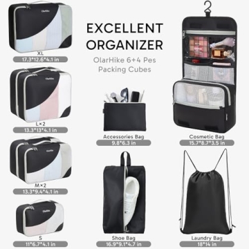 OlarHike 10 Set Packing Cubes for Travel Organizers