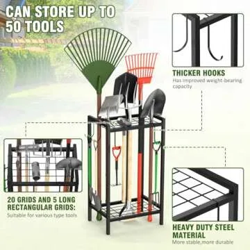 Trieez Durable Alloy Steel Garden Tool Organizer for Efficient Storage